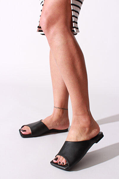 İDİL Black Skin Women's Slippers