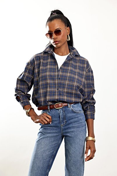 5in1Canpolat Πουκάμισο Ξυλοκόπος με καρό σε μπλε ναυτικό χρώμα