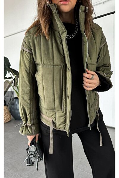 lovmi Γυναικείο παλτό με φαρδιά καπιτονέ τσέπες ειδικής σχεδίασης