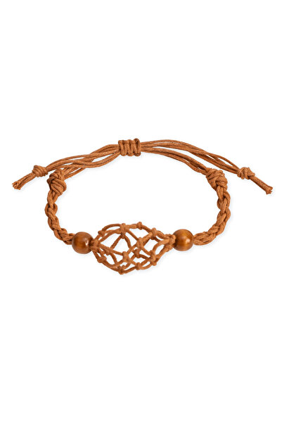 craftmystic Brățară reglabilă din șnur cerat maro, cu coșuleț cu cristale și pietre prețioase