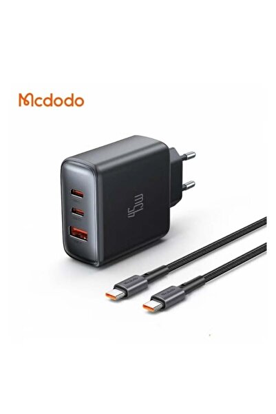 Mcdodo مجموعة شاحن سريع CH‑4860 بثلاثة منافذ بقوة 45 وات وكابل من النوع C