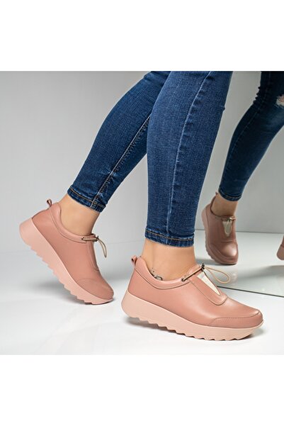 Modlet.ro Pantofi casual roz pentru femei, din piele MOD03626