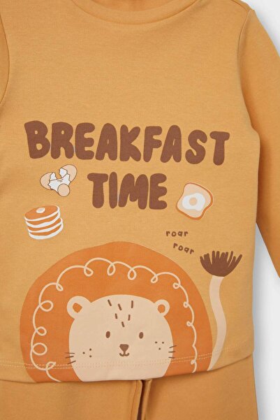 DeFacto Erkek Bebek Pijama Takımı Aslan Baskılı Uzun Kollu Üst Uzun Alt F0551A525AU