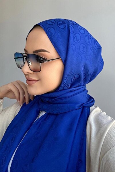 Byedauzunlar Model Ysl jacquard sal albastru cobalt