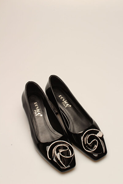 İDİL SİYAH RUGAN TAŞLI KADIN TOPUKLU