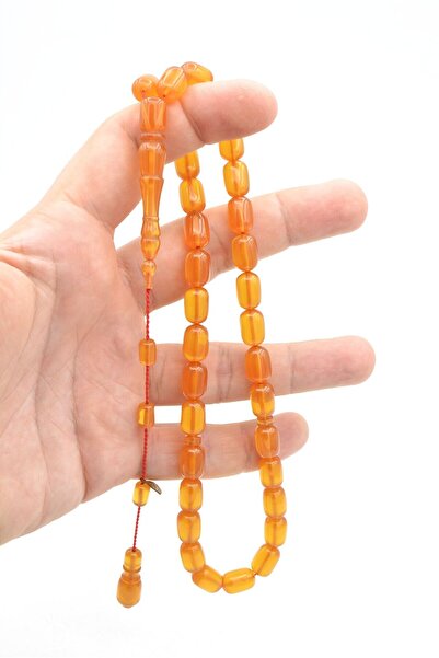 Murty99 Hakan Turan Signed Capsule Cut Light Orange Crimped Amber Prayer Beads