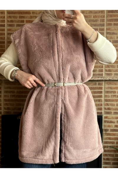 Balamony Dusty Rose Plush Vest with Belt Gift
