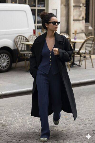 Keywest Women's Buttoned Cardigan Pants Bottom Top Set