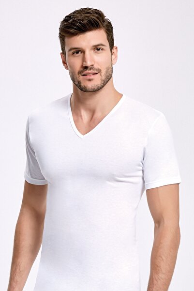 İlke Men's V-Neck 100% Cotton 3-Pack Undershirts