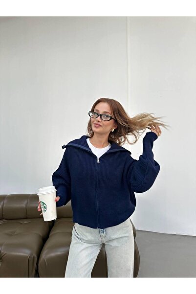 DAĞON'S DGN'S DEVRİK YAKA KADIN TRİKO HIRKA-ÇEKET