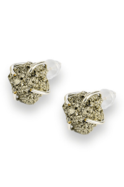 craftmystic Cercei din argint cu pirită brută - Abundență, încredere și prote...