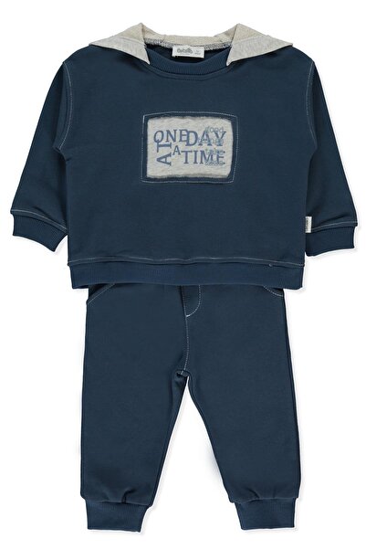 Bebetto طقم سويت شيرت بقلنسوة بثلاثة أربطة (جود ثينجز) نيلي