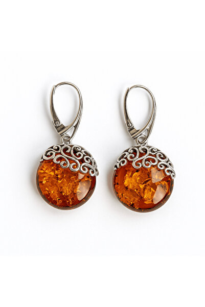 craftmystic Piatră a căldurii și a liniștii - Cercei lucrați manual cu filigran și chihlimbar, în montură de argint sterling