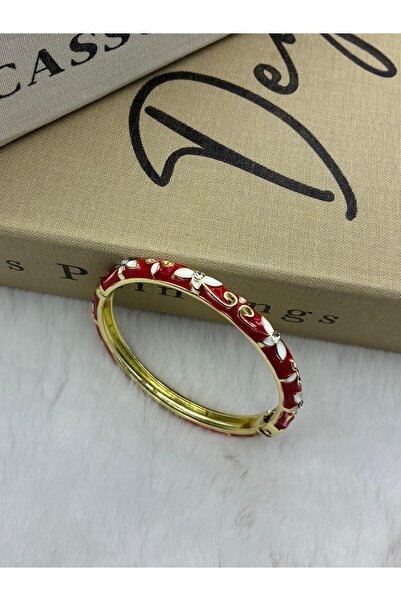 Hedef Bijuteri Renkli Mineli Çiçek Desenli Kelepçe Bileklik