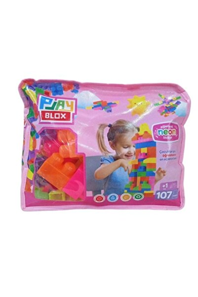 Playbox حقيبة بلاي بلوكس بلوك نيون 107 قطعة للبنات والأولاد 2960-وردي مع حقيبة