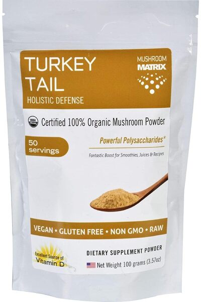 OM MUSHROOM مسحوق فطر ذيل الديك الرومي العضوي من أوم 100 غرام: 00204