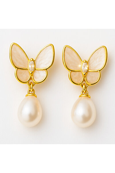 craftmystic Eleganță delicată - Cercei cu fluture și perle