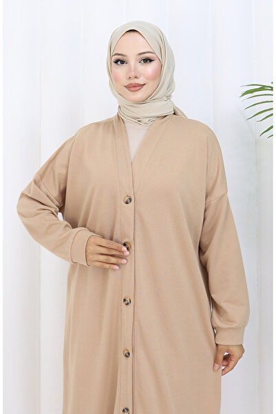 sefamerve İki İplik Düğmeli Uzun Hırka 0181-02 Bej