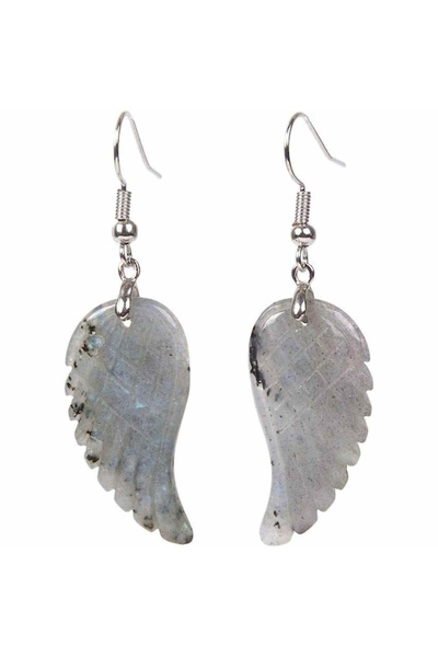 craftmystic Cercei cu aripi de înger din piatră semiprețioasă de labradorit 3 cm