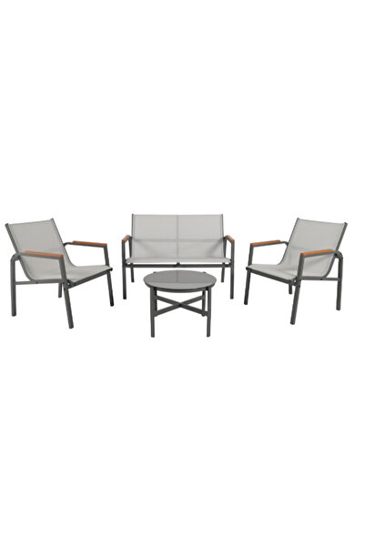 Living Accents طقم مقاعد متين عالي الجودة من الفولاذ والمنسوجات مكون من 4 قطع