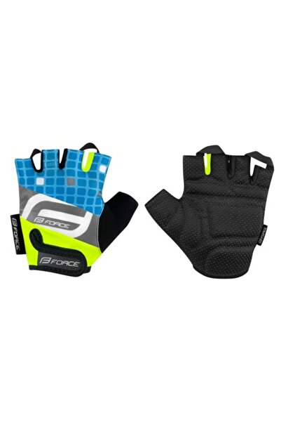 Force Mănuși pătrate Kid F albastre/galben fluo, mărime M