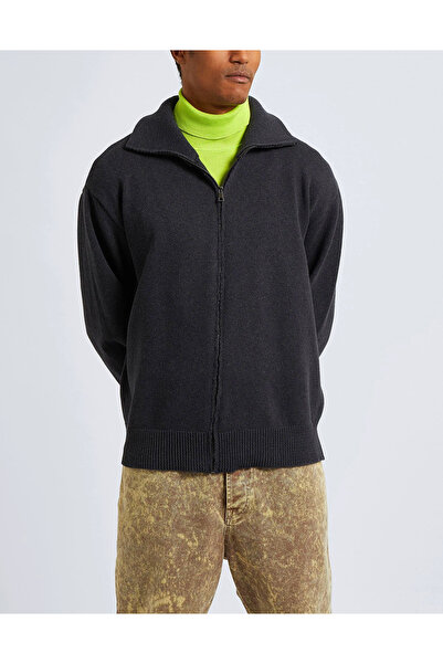 8 By Yoox COTTON PLAIN KNIT FULL-ZIP JUMPER