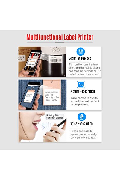 Staright Portable 80mm Thermal Label Printer BT Label Maker Sticker Machine with Reable Battery Comp