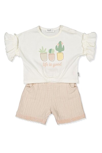 Bebetto Woven Shorts 2-Piece Set (Classy Girl) Beige