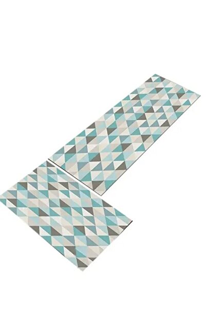 fulina Blue Plaid Kitchen Rug Set 2 Piece Cushioned Kitchen Rug Waterproof Kitchen Mats,40x60cm+40*120cm