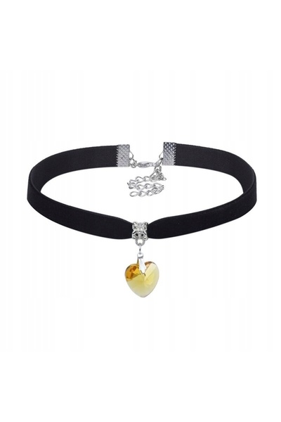Other CLASSIC CHOKER NECKLACE with Crystal HEART PENDANT Gothic GOLD YELLOW