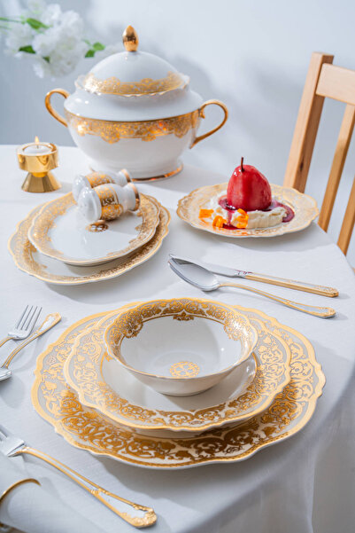 ACAR Damasse 12 Kişilik 60 Parça Porselen Yemek Takımı