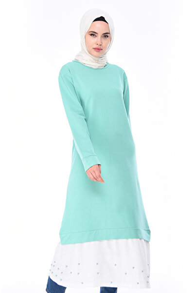 sefamerve Спортивна довга туніка 19022-03 Темно-м'ятно-зелена