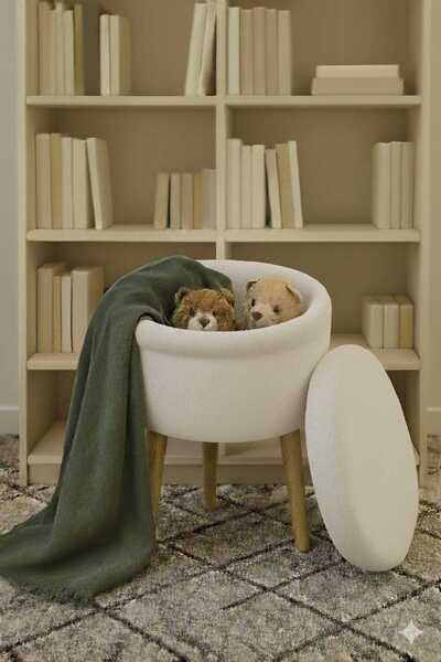 eda hacıoğlu edam bedding group Teddy Kumaşlı Ayaklı Sandıklı Puf