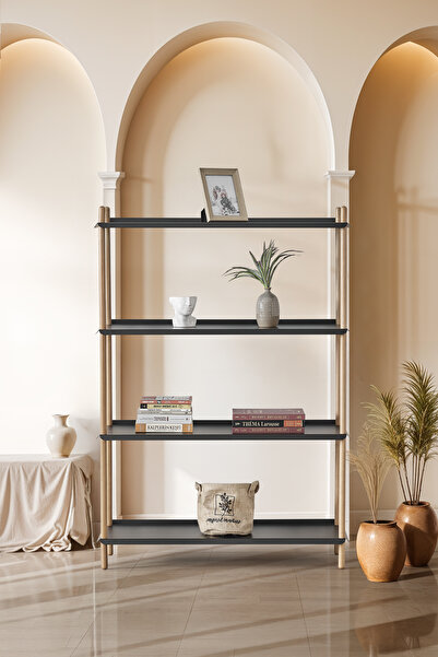 Aymetsan Metal Otomotiv Sanayi Metal ve Doğal Ahşaptan Kitaplık, Çok amaçlı R...