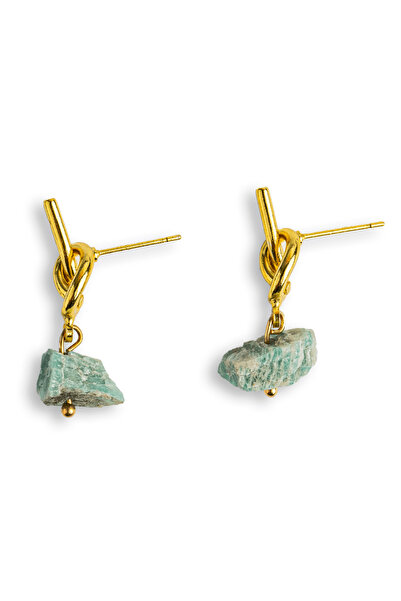 craftmystic Bijuterii din in - Cercei cu amazonit și montură înnodată