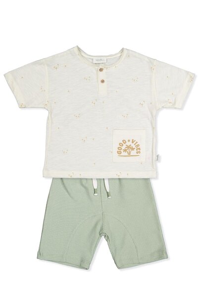 Bebetto WAFFLE ŞORT 2Lİ TAKIM (PALM TIME) YEŞİL