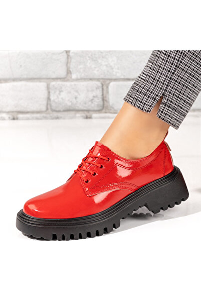 Modlet.ro Дамски червени лъскави кожа ежедневни обувки MOD10278