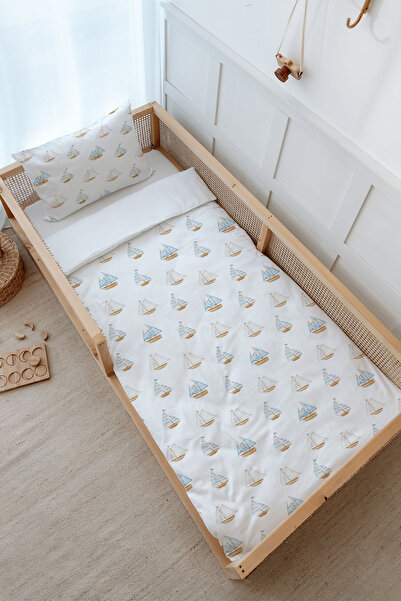 Tuğba Kuğu Montessori Bedding Set (100X200) - Pureline Series - Sail Boats