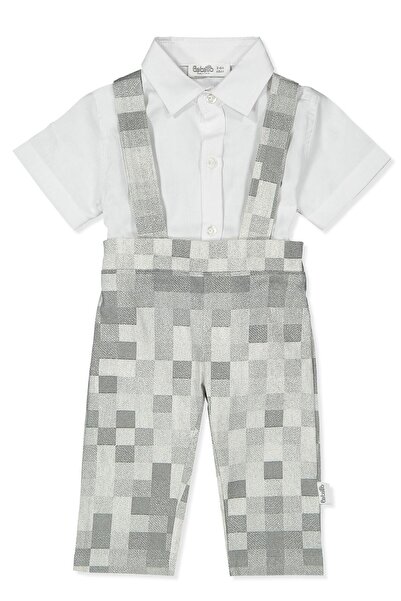 Bebetto Woven Strapped Pants 2-Piece Set (Square Boy) Gray