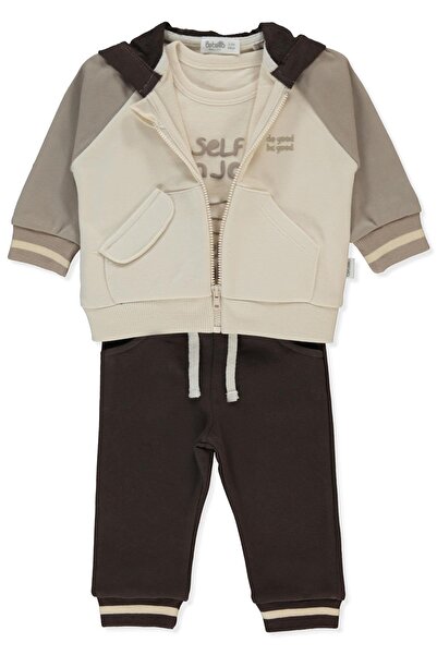 Bebetto ÜÇ İP KAPŞONLU HIRKA 3LÜ TAKIM (SELF ENJOY) KAHVERENGİ