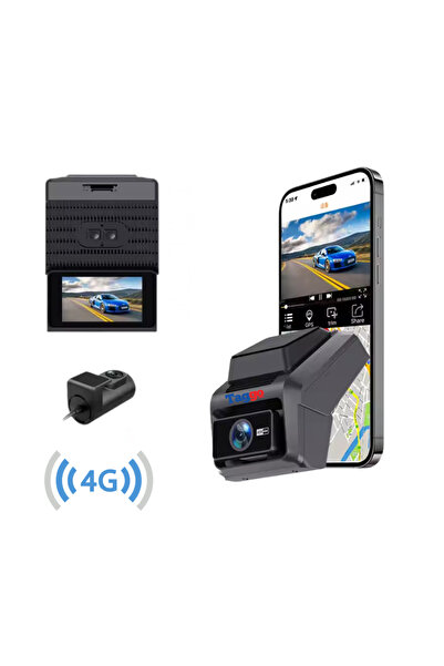 Taggo Cameră auto duală 2K, conectivitate 4G, urmărire GPS, vedere nocturnă, înregistrare față și spate