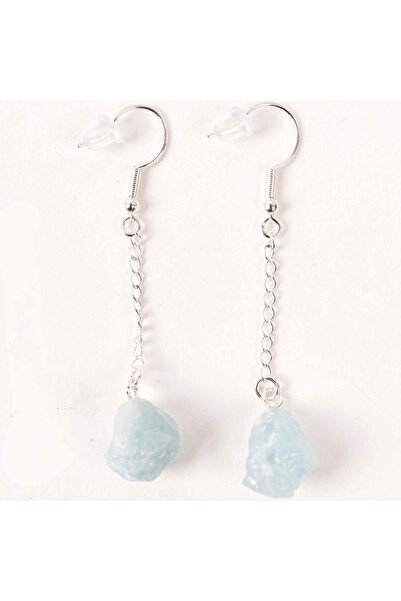 craftmystic Silver Chain and Aquamarine Shank Earrings - Calm and Elegance