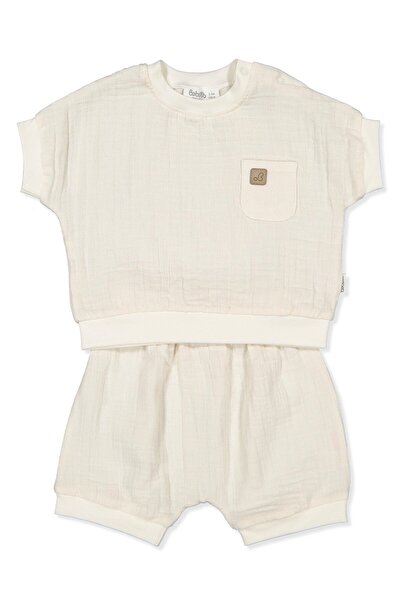 Bebetto Muslin Shorts 2-Piece Set (Hello) Dark Ecru