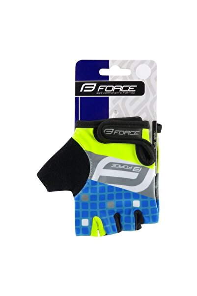 Force Mănuși pătrate Kid F albastre/galben fluo, mărime M