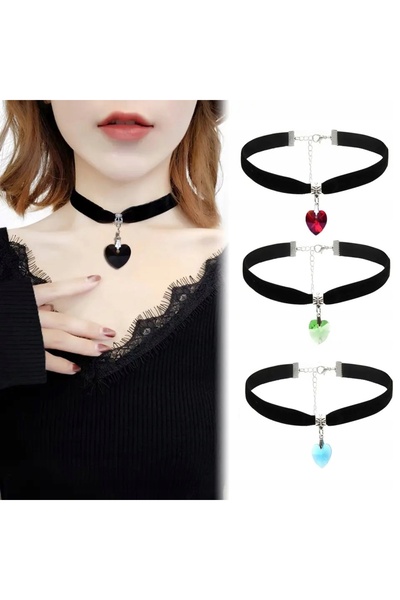 Other CLASSIC CHOKER NECKLACE with Crystal HEART PENDANT Gothic GOLD YELLOW