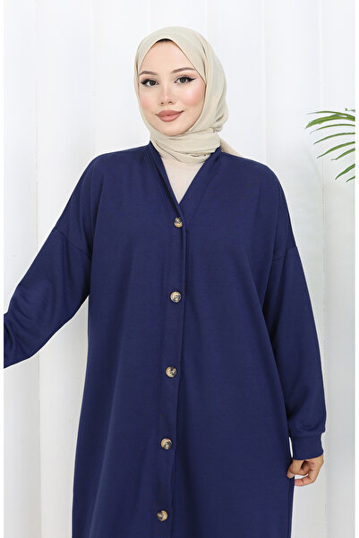 sefamerve İki İplik Düğmeli Uzun Hırka 0181-03 Lacivert