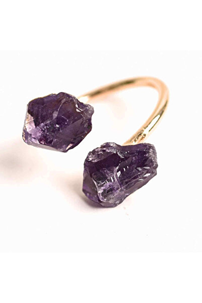 craftmystic Inel reglabil cu ametist dublu - Claritate mentală și echilibru s...