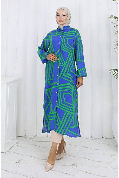 sefamerve Viskon Tunik 2218-05 Mavi