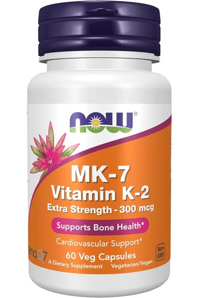Now Supplements, Vitamin K2 (MK-7) 300 mcg, Extra Strength, Supports Bone Health*, 60 Veg Capsules