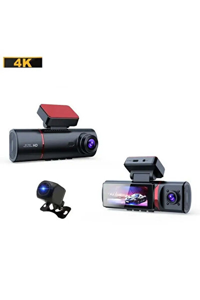 Taggo Trio de camere auto 4K: față 4K, interior și spate 720p, WiFi, vedere n...